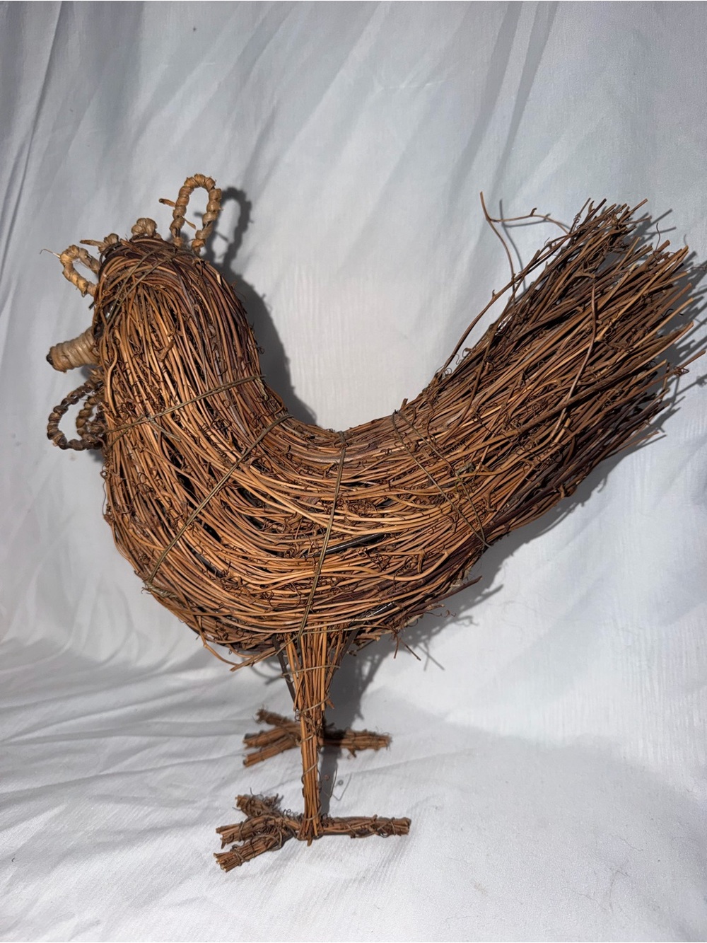 Vintage Rustic Grapevine / Twig Rooster Figurine Sculpture – 12" Tall